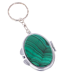 Зеркало брелок карманное двухстороннее из натурального камня Малахит Stone Mirrors варинант исполнения - 1 | Loft Concept в Ижевске