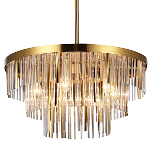 Люстра с каскадом трубочек из стекла и металла Gladia