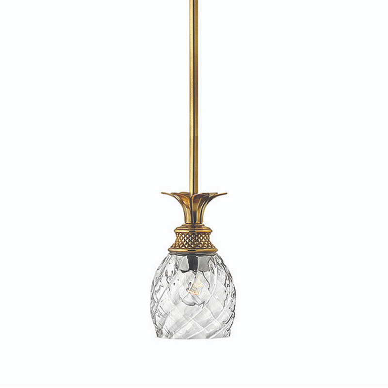 Подвесной светильник цвета латунь с прозрачнымплафоном в форме ананаса Hinkley Латунь Прозрачное Стекло в Ижевске | Loft Concept 