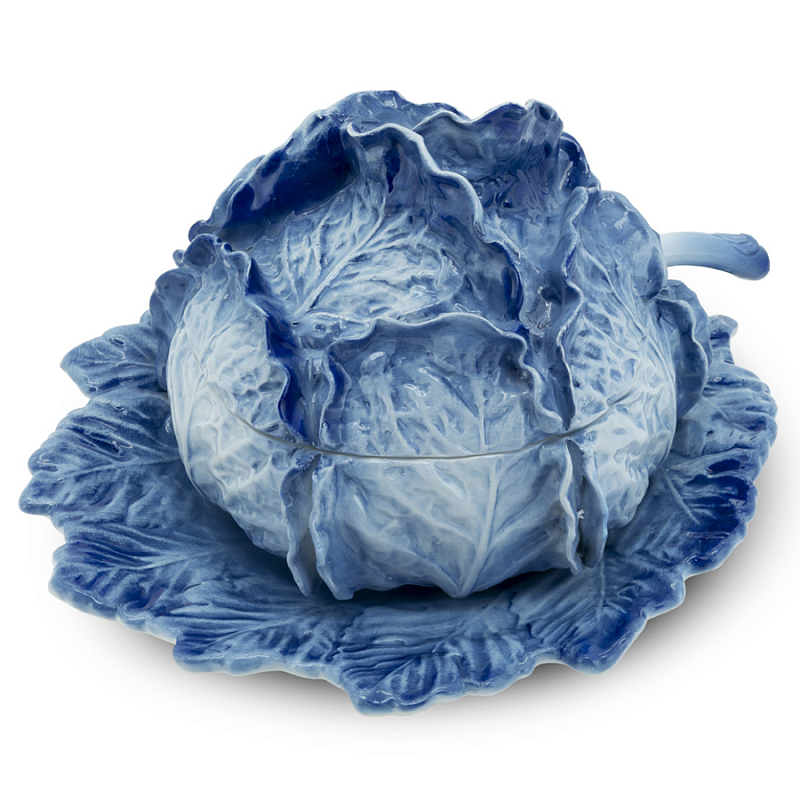 Супница SOUP BOWL CABBAGE W/PLATE D25 Blue Сапфирово-синий в Ижевске | Loft Concept 