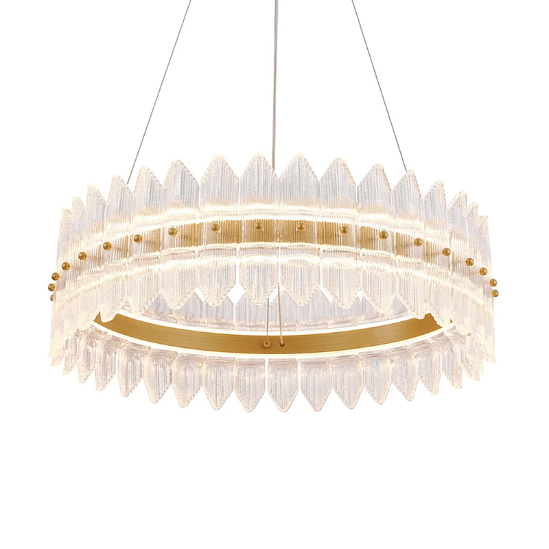 Люстра круглая с декоративными элементами в виде лепестков Round Light Flashing Латунь Прозрачный в Ижевске | Loft Concept 