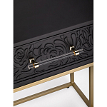 Приставной столик с резным узором на выдвижном ящике Black Table Carved Pattern варинант исполнения - 2 | Loft Concept в Ижевске