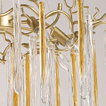 Люстра подвесная золотого цвета с разветвленными ветвями и прозрачными стеклянными подвесками Droplet Chandelier варинант исполнения - 4 | Loft Concept в Ижевске