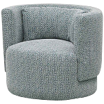 Дизайнерское мягкое кресло с круглой мягкой спинкой в голубой пестрой обивке Roux Round Armchair варинант исполнения - 1 | Loft Concept в Ижевске