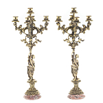 Подсвечники из бронзы на 10 свечей на подставке из камня креноид Stone Candlestick варинант исполнения - 1 | Loft Concept в Ижевске