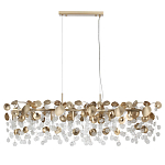 Люстра линейная с подвесками в форме монеток и золотистыми круглыми элементами из металла в виде лепестков FAIRYTREE Light варинант исполнения - 2 | Loft Concept в Ижевске