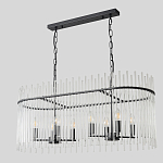 Люстра подвесная овальная со стеклянными прозрачными трубками и металлическим каркасом черного цвета Nembus варинант исполнения - 2 | Loft Concept в Ижевске