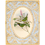 Декоративный постер с изображением птиц в раме с рельефным растительным узором Blooming Birds Poster варинант исполнения - 6 | Loft Concept в Ижевске