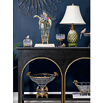 Ваза из прозрачного стекла с бронзовыми ножками и фигурками попугаев Eden Garden porcelain and bronze варинант исполнения - 5 | Loft Concept в Ижевске