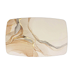 Обеденный стол с прямоугольной бежевой столешницей из стекла на 4-х деревянных ножках Beige Marble варинант исполнения - 2 | Loft Concept в Ижевске