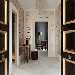 Обои ручная роспись Fishes Blue Pearl on Tarnished Silver gilded silk with pearlescent antiquing варинант исполнения - 2 | Loft Concept в Ижевске