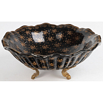 Блюдо черного цвета из фрафора на бронзовых ножках Eden Garden porcelain and bronze варинант исполнения - 1 | Loft Concept в Ижевске