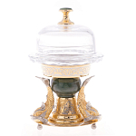 Икорница с декором "Три рыбки" с гравировкой и натуральным камнем Нефрит Decorative Cavair Dishes варинант исполнения - 7 | Loft Concept в Ижевске