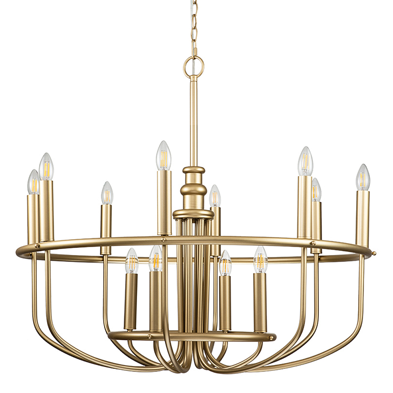  Люстра круглая двухъярусная цвета латунь с 12-ю лампами Kichler Латунь в Ижевске | Loft Concept 