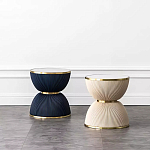 Дизайнерский журнальный стол фактурный с круглой белой столешницей Luler варинант исполнения - 2 | Loft Concept в Ижевске