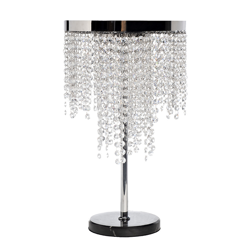 Лампа настольная Хром с каскадом сияющих кристаллов Shining Waterfall Хром Прозрачный в Ижевске | Loft Concept 