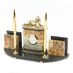 Настольный письменный набор из камня офиокальцит и бронзы с декором в виде льва Successful Leader варинант исполнения - 2 | Loft Concept в Ижевске