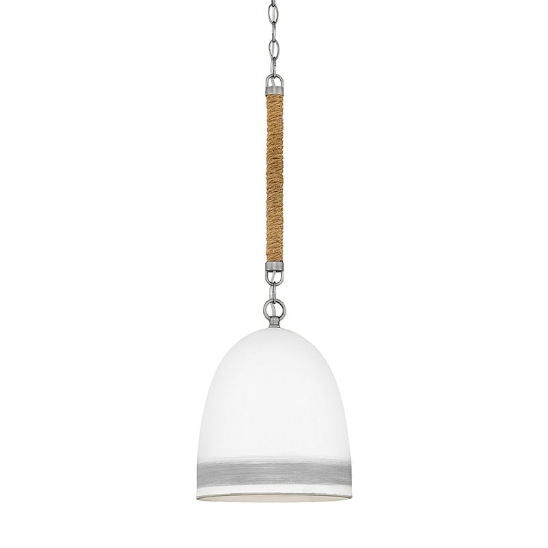 Подвесной светильник белый колоколообразный с декоративной обмоткой из веревки Hinkley Никель Белый Бежевый в Ижевске | Loft Concept 
