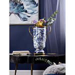 Ваза с бронзовыми ручками и синим цветочным узором Blue & White Ornament варинант исполнения - 8 | Loft Concept в Ижевске