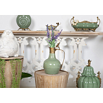 Кувшин зеленого цвета из фарфора с бронзовой крышкой и изогнутой ручкой Eden Garden porcelain and bronze варинант исполнения - 4 | Loft Concept в Ижевске