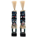 Комплект из 2-х деревянных статуэток Asmat Straw Headdress Statuettes Blue Red варинант исполнения - 1 | Loft Concept в Ижевске