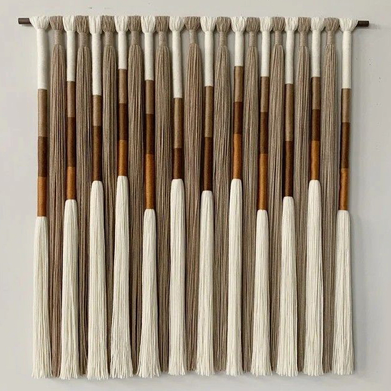 Текстильное Панно Макраме для ресторана Mexico Wall Hanging  Белый Мульти в Ижевске | Loft Concept 