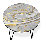 Стол журнальный c круглой столешницей из стекла серого цвета Gray and Gold Marble варинант исполнения - 2 | Loft Concept в Ижевске