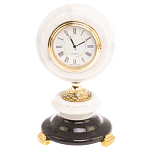 Часы настольные бронзовые из натуральных камней Мрамор и Змеевик Stone Clock варинант исполнения - 1 | Loft Concept в Ижевске