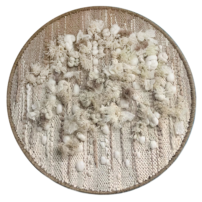 Круглый Вязанный Гобелен Абстракция Breath of Mist Wall Hanging Светло-бежевый Коричневый в Ижевске | Loft Concept 