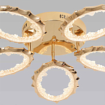 Потолочная люстра с 5-ю светодиодными лампами с золотистым каркасом Ring of Fire варинант исполнения - 2 | Loft Concept в Ижевске