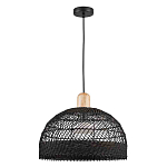 Подвесной светильник с округлым абажуром из черного ротанга Wicker Furniture варинант исполнения - 2 | Loft Concept в Ижевске