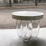 Дизайнерский журнальный стол на 3-х овальных прозрачных ножках Tukutic варинант исполнения - 2 | Loft Concept в Ижевске