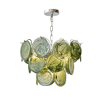 Люстра из зеленых стеклянных дисков с перламутровым эффектом Green Glowing Glaze варинант исполнения - 7 | Loft Concept в Ижевске