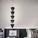 Подвесной светильник светодиодный в виде ряда черных металлических конусов  Herringbone варинант исполнения - 5 | Loft Concept в Ижевске