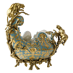 Чаша голубого цвета с оранментом и и бронзовыми фигурами леопардов Eden Garden варинант исполнения - 2 | Loft Concept в Ижевске