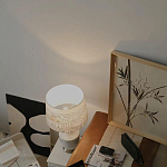 Настольная лампа с принтом на белом тканевом абажуре Roof Garden Lamp варинант исполнения - 7 | Loft Concept в Ижевске