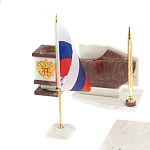 Настольный письменный набор из мрамора и лемезита с гербом и флагом России Marble Accessory варинант исполнения - 3 | Loft Concept в Ижевске
