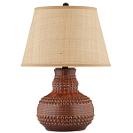 Настольная лампа темно-коричневая с тканевым абажуром в форме конуса Сhieftain варинант исполнения - 3 | Loft Concept в Ижевске