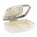 Таблетница карманная прямоугольная на 2 отделения с зеркалом и накладкой из натурального камня Лазурит Silver Stone Pillboxes варинант исполнения - 3 | Loft Concept в Ижевске