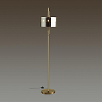 Торшер с круглым плафоном на высокой бронзовой ножке с вертикальным декором из металлических трубок Sohne варинант исполнения - 2 | Loft Concept в Ижевске