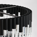 Люстра круглая из матового черного металла с подвесками из прозрачных стеклянных трубок Noir Tubes варинант исполнения - 9 | Loft Concept в Ижевске