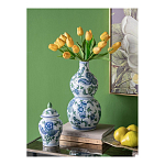 Ваза фигурная с сине-зелеными узорами распустившихся цветов Blossoming Spring варинант исполнения - 4 | Loft Concept в Ижевске