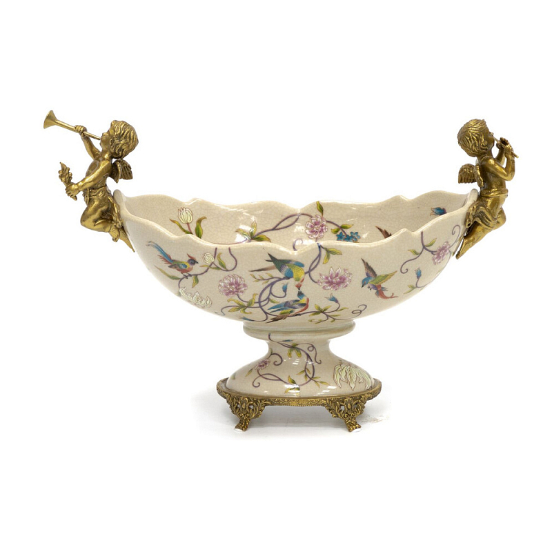 Чаша фарфоровая с ангелами Eden Garden Бежевый Бронза Мульти в Ижевске | Loft Concept 