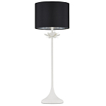 Настольная лампа с декором в виде белого цветка магнолии на каркасе и черным абажуром White Magnolia варинант исполнения - 3 | Loft Concept в Ижевске