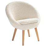 Кресло на деревянных ножках с обивкой из ткани букле Aldo Boucle Armchair варинант исполнения - 1 | Loft Concept в Ижевске