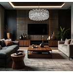 Круглая люстра с хрустальными подвесками на серебряном каркасе Gorgeous Crystal Light варинант исполнения - 12 | Loft Concept в Ижевске