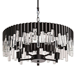 Люстра круглая из матового черного металла с подвесками из прозрачных стеклянных трубок Noir Tubes варинант исполнения - 1 | Loft Concept в Ижевске
