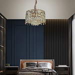 Люстра круглая с хрустальными подвесками на золотистом каркасе Roul Crystal Light варинант исполнения - 13 | Loft Concept в Ижевске