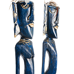 Комплект из 2-х деревянных статуэток Asmat Tall Statuettes Blue Green варинант исполнения - 3 | Loft Concept в Ижевске