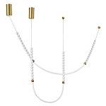 Подвесной светильник с 3-мя изогнутыми плафонами и белыми декоративными шариками PEARLS Suspension варинант исполнения - 2 | Loft Concept в Ижевске